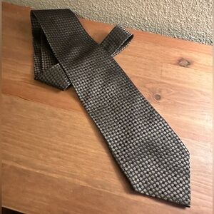 Zegna green and black flower motif silk tie